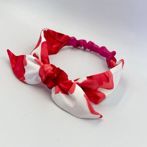New Women Headband Hair Accessories knotted Red And White Floral - Picture 3 of 15